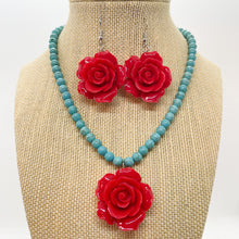 Load image into Gallery viewer, La Reina Set in Turquoise and Red