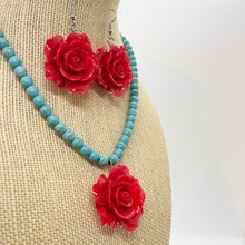 Load image into Gallery viewer, La Reina Set in Turquoise and Red